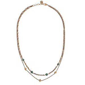 Alexander McQueen Layered Skull Beads Necklace Bronze Green